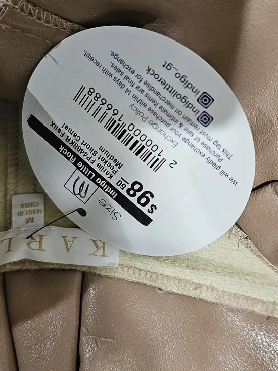 Karie Faux Leather Paperbag Waist Shorts NWT Taupe Belted Size Medium - Picture 5 of 6